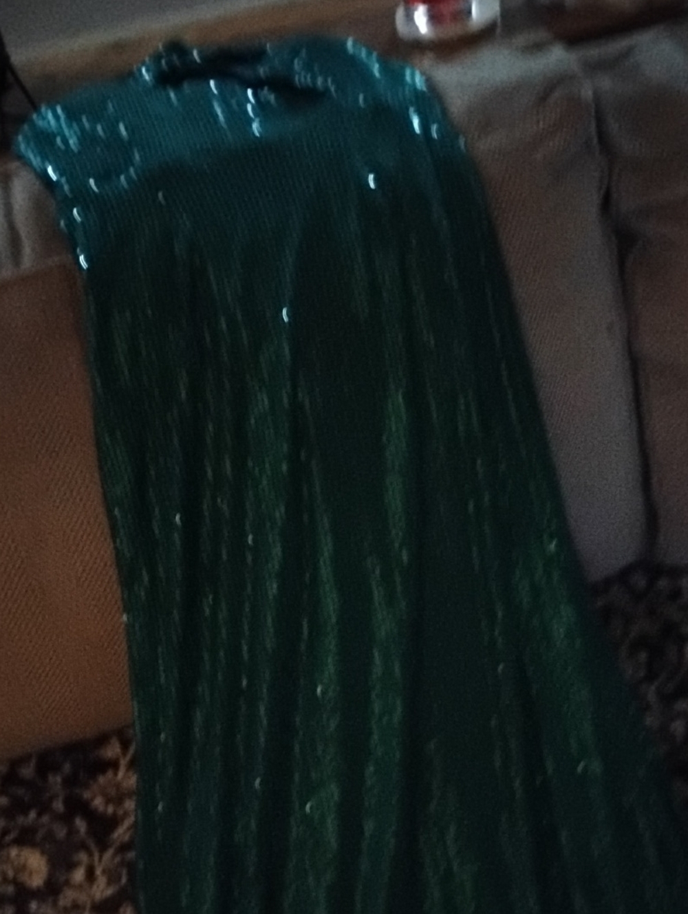 Elegant Emerald Green Sequin Maxi Skirt